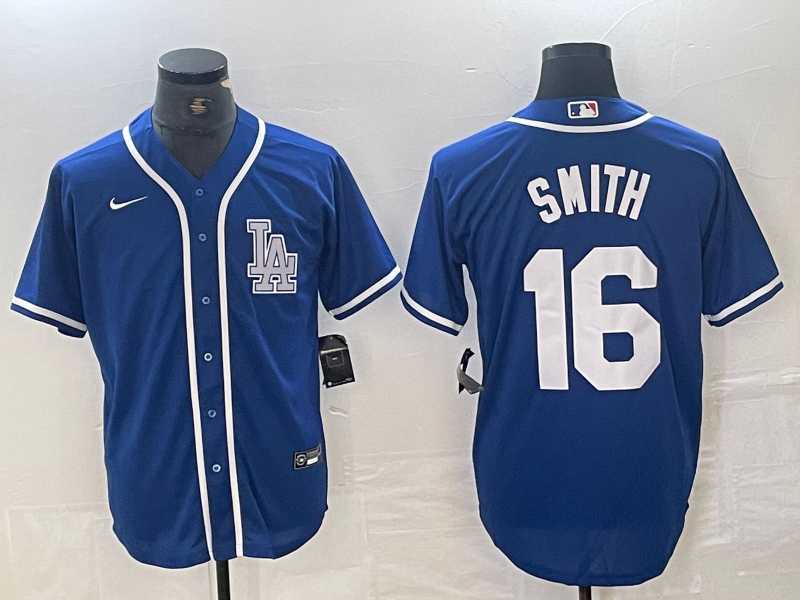 Mens Los Angeles Dodgers #16 Will Smith Blue Cool Base Stitched Baseball Jersey